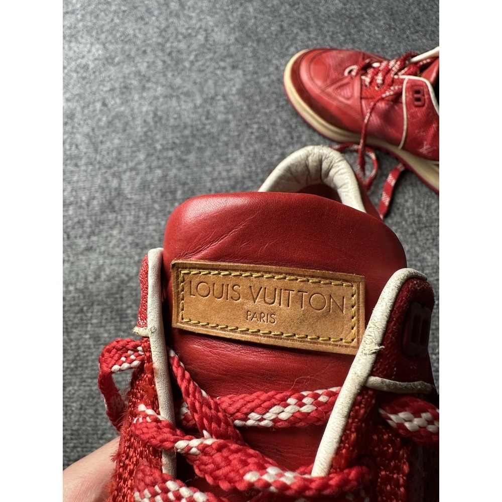 Womens Sneakers Louis Vuitton Red Leather Low Top, Size US 6.5 - Picture 9 of 12